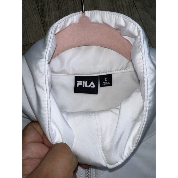 Fila White Zip-Up Jacket Sport with‎ Quilted Panels Sku9 - Picture 8 of 12